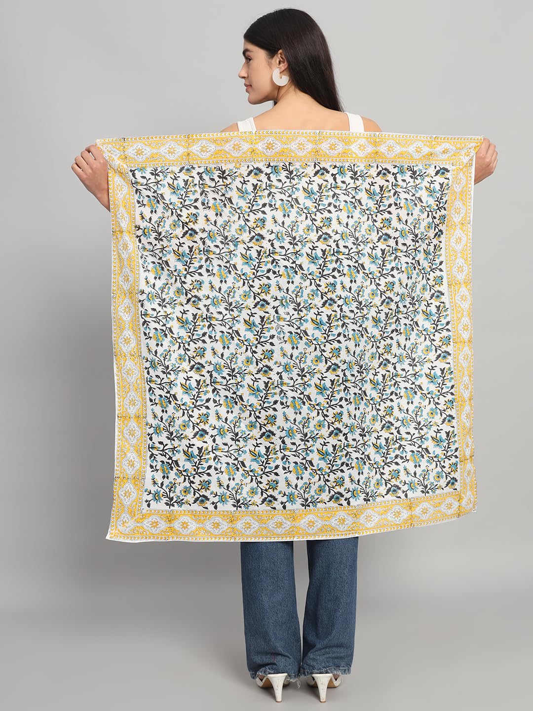 Ravaiyaa - Attitude is everything Sanganer Hand Block Printed Scarves Pure Cotton Scarf Square Hijab Dupatta 40 X 40 Inch (Multicolor)