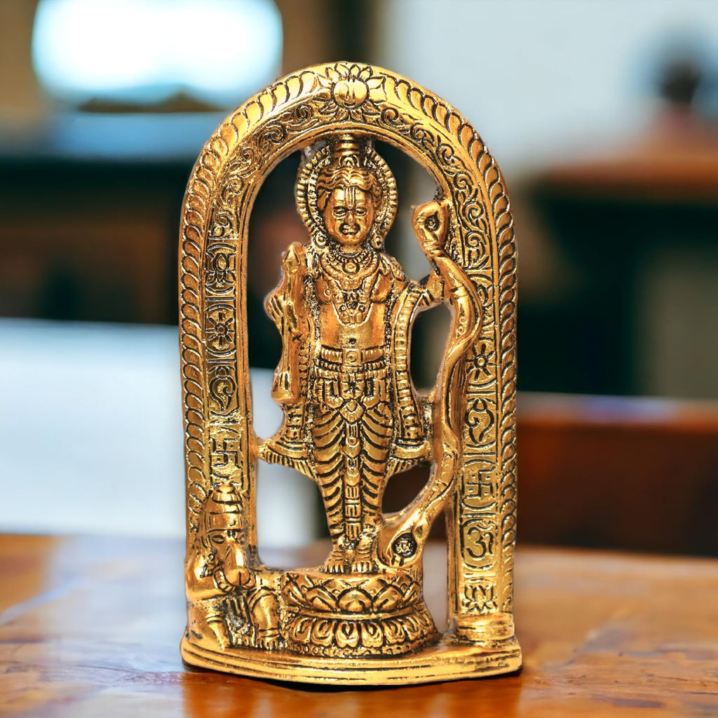 KridayKraft Metal Ram Lalla Idol Murti in Ayodhya Mandir for Home and Office Temple Religious Idol for Home Office Ram Ji Balroop Decorative Shopiece Figurines