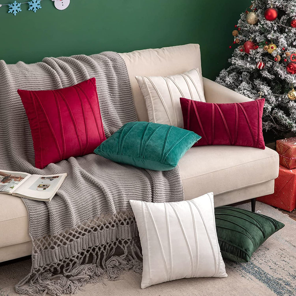 Khooti Velvet Striped Cushion Cover Pack of 1-40 x 40 / 102 x 102 cm | Pure White | Soft Pillow Covers Cushion Case for Sofa Bedroom Livingroom Chair Car, Cushion Cover with Zig Zag Pattern