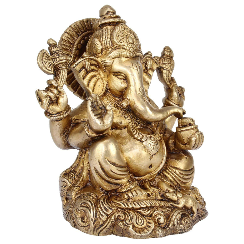 SVARUP Brass Ganesh Bhagwan Idol Ganesha Statue Ganpati Murti for Home Entrance Decor Diwali Puja Gift Height 6 Inch.
