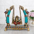 Svarup Brass Ganesha On Jhoola Swing Peacock Ganesh Ganpati Jhula for Home Office Temple Puja Décor Gift Height 10 Inch.
