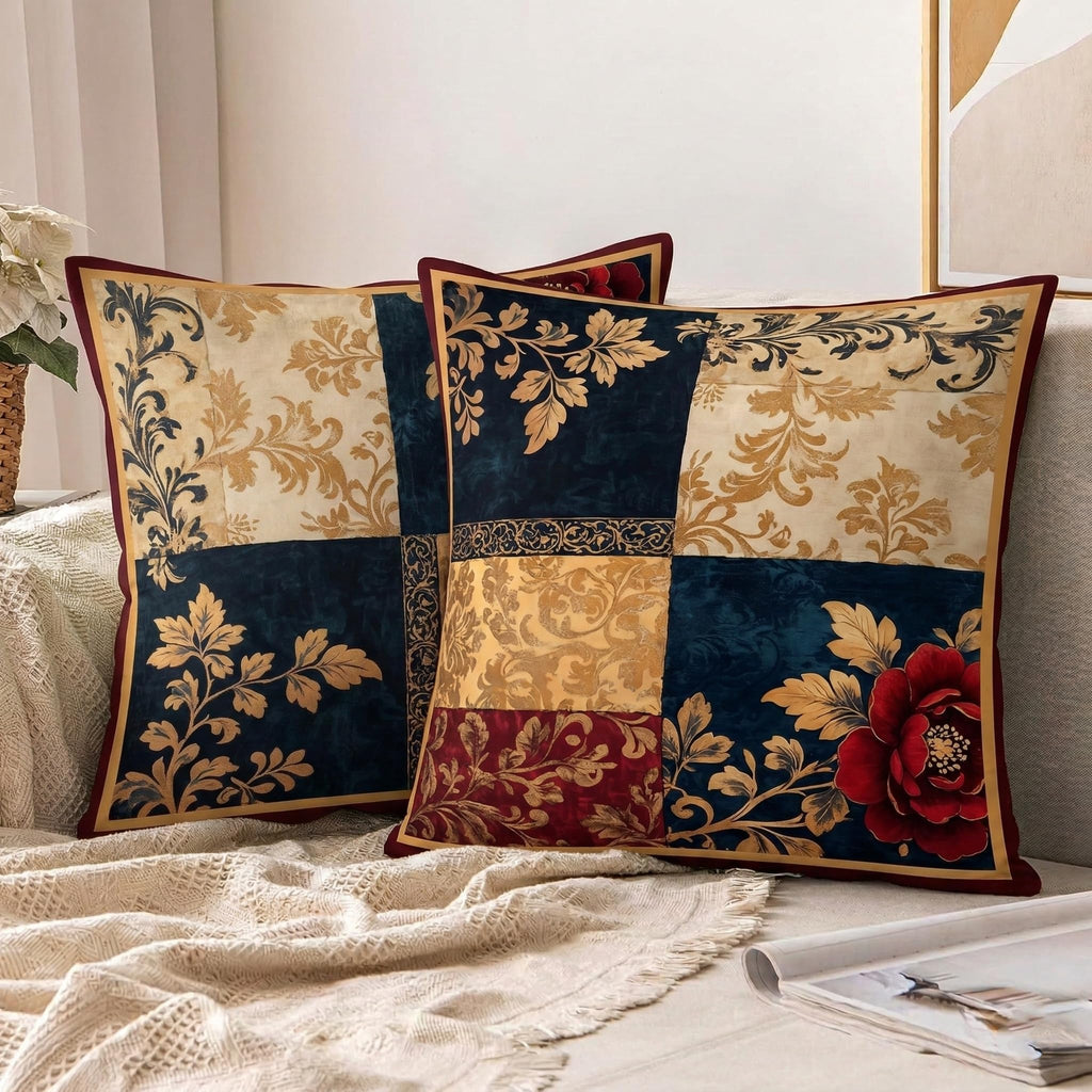 ishro home Premium Cushion Cover 16 inch x 16 inch | Luxury European Mosha Fabric | Love at First Sight Designs | Hidden Zipper | Machine Washable, Non- Fading | (2, Jodhpuri Royale, 16 x 16 Inches)
