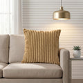 Yellow Weaves Pencil-Stripe Fur Cushion Covers | Soft Polyester | Decorative Sofa & Throw Pillow Covers | 16x16 Inches, Pack of 1 (Golden Brown)