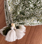 tweedle Pure Cotton Summer Scarf for Women,soft, Printed, Breathable Stole for Sun and Wind Protection - White/Green