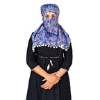 Switchon Scarf Hijab Rayon Printed fancy scarf for women Size Adjustable -Hook loop tape (Blue)