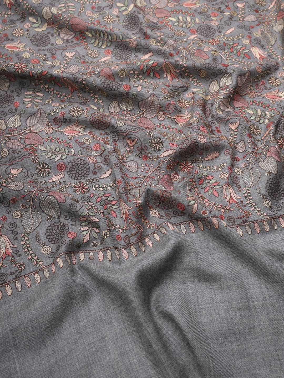 Pashmoda Women Gilkaari Pure Wool Embroidered Shawl (Size 101X203 CM)