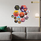 Artvibes Quiet The Mind And The Soul Will Speak Hexagon Shape MDF Wooden Wall Decor Items | Art For Wall | Wall Sculpture | Signs & Plaques | Aesthetic Wooden Decor | Gift Items (WPS_203N), Set of 13