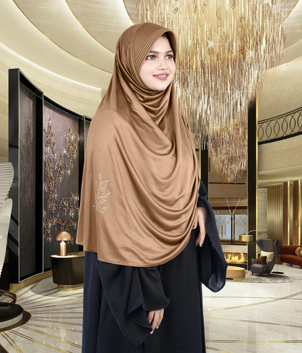 Mehar Hijab's Glamour in Modesty Fazluna Sigle side Frill Hijab XL (XXL, GOLD)