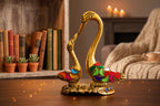 KridayKraft Love Birds Swanset Pair of Kissing Duck Metal Statue,Love for Romantic Gift to Boyfriend,Girlfriend,Decor Your Home,Office,Showcase,Animal Showpiece Figurines. (Stone 1)