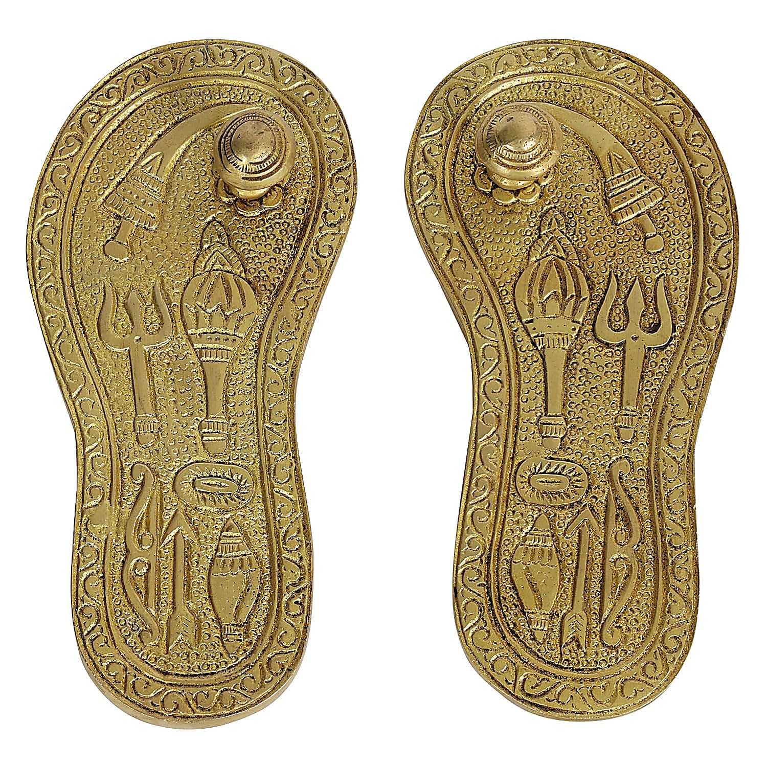 ARTVARKO Brass Charan Paduka Khadau (Feet) for Puja Spiritual Workship Wealth and Luck, Perfect for Diwali Gift Home 6 Inch
