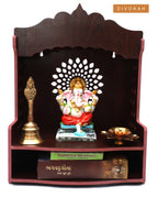 DIVOKAH® Beautiful MDF Wooden Temple/Home Temple/Pooja Mandir (8 MM Plywood Thickness) (BR OMLEAF)