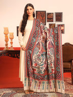 Pashmoda Women Rangkalam 100% Pure Wool Fabric Kalamkari Embroidered Shawl (Size: 40x80in, 101x203cm) KAS21