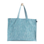 KITES CREATIONS 100% Cotton Shopping Bag, Stylish & Shoulder Tote with Inner Pocket, Perfect for Grocery, Travel, Shopping, Chambray Slub (14”x17.5”x5.5”), Set of 5 - Teal Green