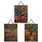 Artvibes Nature Theme Home Decor Wooden Art Decoration Item for Living Room | Festive Decor Art | Wall Art Painting For Hall | Graphic Artwork | Wall Poster | Unique Gift (WH_96109N), Set of 3