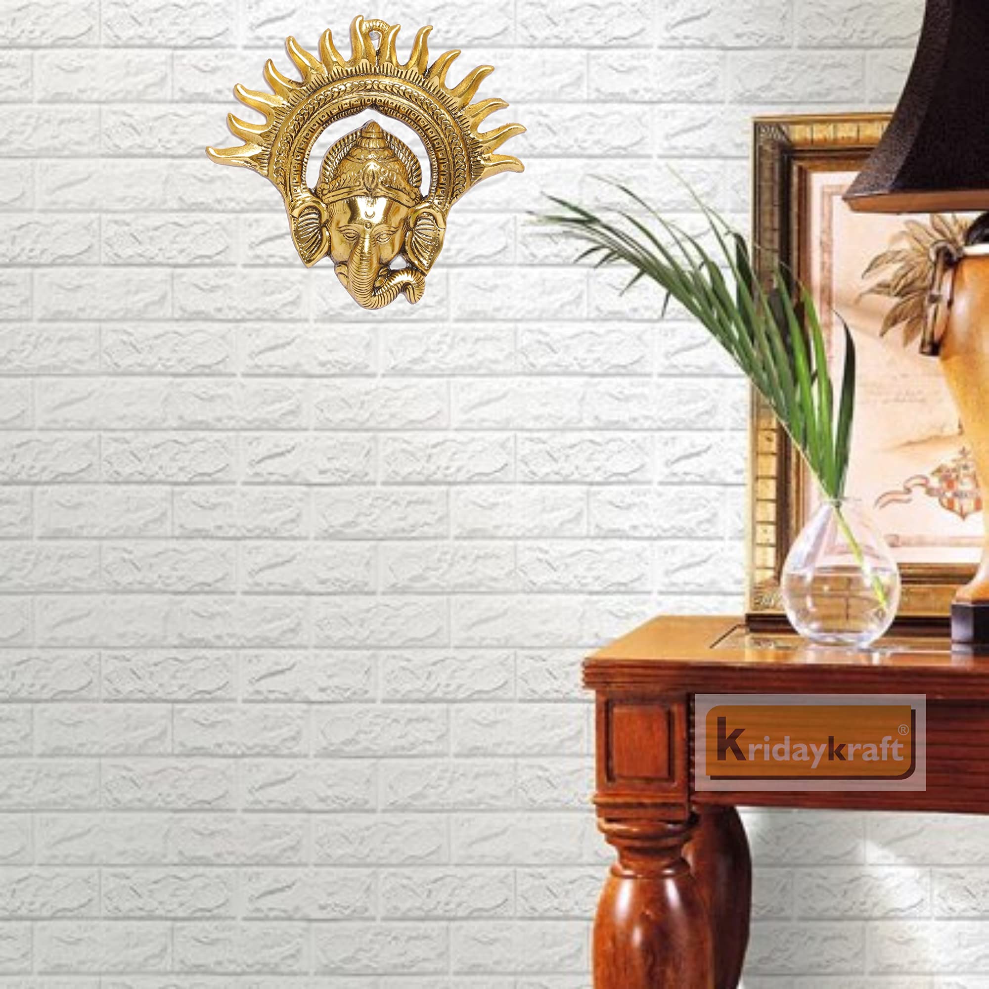 Prince Home Decor & Gifts Metal Golden Ganesha Wall Hanging Sculpture Lord Ganesh Idol Ganpati Lucky Feng Shui Wall Decor Arts,Religious Idol,Showpiece Figurines.