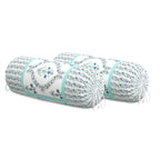 BLOCKS OF INDIA Cotton Hand Block Printed Bolster Cover | Booster Cover with Drawstring | Round Long Pillow Cover for Bed | Dewan Pillow Cover Set 16 X 32 | Set of 2 (Turquoise BEL)