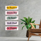 Artvibes Be Positive Dream Big Be Happy Wall Hanging Wooden Art | Quotes Decor Item | Wall Illustrations | Office Decor | Wall Art Print | Inspirational Quotes | Unique Gift Items (WH_6206N)