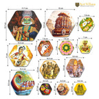 Artvibes Indian Diverse Culture Hexagon Shape MDF Wooden Wall Decor Items | Room Wall Art | Modern Decor Artwork | Living Room | Cafe | Wall Illustrations | Unique Gift Items (WPS_218N), Set of 13