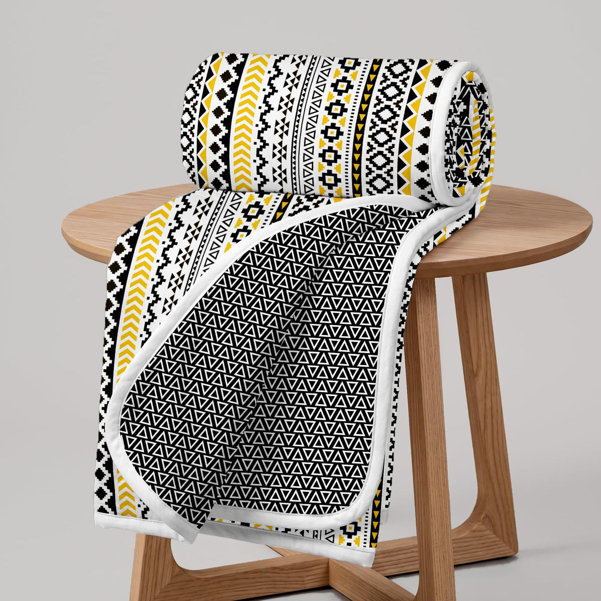 Divine Casa Everyday Use 120 GSM Reversible Dohar for Single Bed | Lightweight & Breathable Throw Blanket | Size 210 x 140 cm | Abstract | Mustard Mint Kafalo