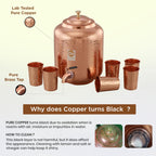 Copper-Master 18 Litre Hammered Copper Water Dispenser (Matka) Container Pot with 6 Glasses with Many Ayurvedic Health Benefits (18000 ml + 1800 ml)