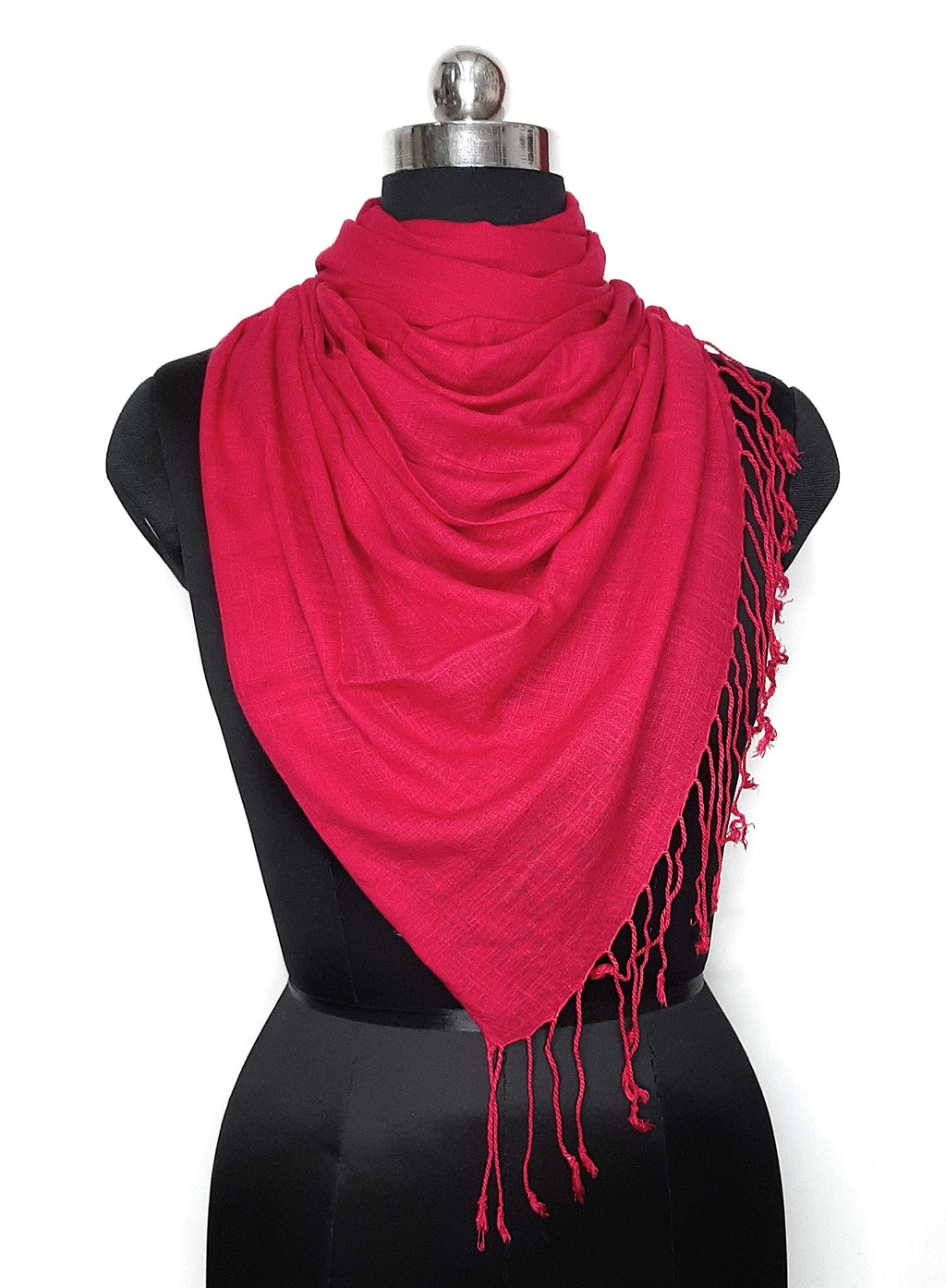 Chandwasia Linen Rayon Scarf, scarves, Viscose Fabric stole & Shawl Design for Men & Women for Summer & Winters(Magenta)