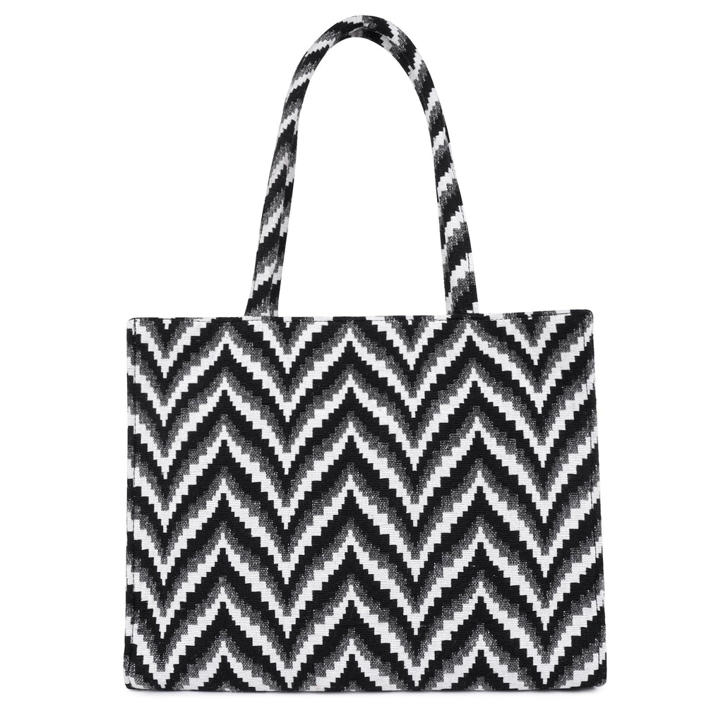 Lady Quinton Women Stylish Jute Tote Bag For Office and Laptop, Shopping Shoulder Bag, Shoppers Tote Handbags Lightweight Waterpoof Big Size, Grocery Bag, Eco Friendly Bags For Shopping(Black & White)