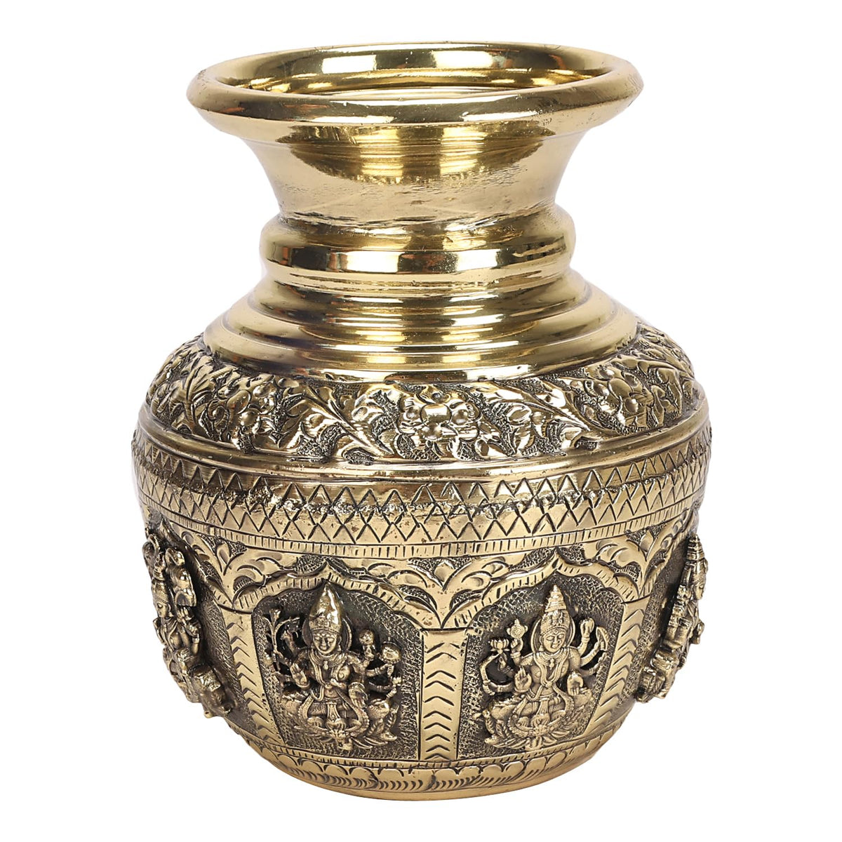 ARTVARKO Brass Ashtalakshmi Kalash Lota, 6 Inch