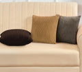 Yellow Weaves Pencil-Stripe Fur Cushion Covers | Soft Polyester | Decorative Sofa & Throw Pillow Covers | 16x16 Inches, Pack of 3 (Multi 2)