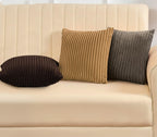 Yellow Weaves Pencil-Stripe Fur Cushion Covers | Soft Polyester | Decorative Sofa & Throw Pillow Covers | 16x16 Inches, Pack of 3 (Multi 2)