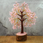 Reiki Crystal Products Rose Quartz 500 Bead Crystal Stone Tree | Natural Gemstone Money Tree for Love, Harmony, Emotional Balance & Positive Energy | Home Office Décor, Vastu & Feng Shui Gift