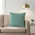 Yellow Weaves Pencil-Stripe Fur Cushion Covers | Soft Polyester | Decorative Sofa & Throw Pillow Covers | 16x16 Inches, Pack of 1 (Sea Green)