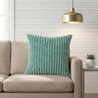 Yellow Weaves Pencil-Stripe Fur Cushion Covers | Soft Polyester | Decorative Sofa & Throw Pillow Covers | 16x16 Inches, Pack of 1 (Sea Green)