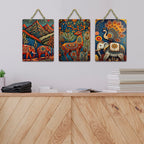 Artvibes Nature Theme Home Decor Wooden Art Decoration Item for Living Room | Festive Decor Art | Wall Art Painting For Hall | Graphic Artwork | Wall Poster | Unique Gift (WH_96109N), Set of 3