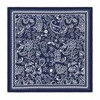 ESTA Satin silk-feel Head Scarf for Women Stylish Bandanas for Women Head Neck Stole Wrap Navy Paisley Print Square Bandana Gift (27.5x27.5inch)