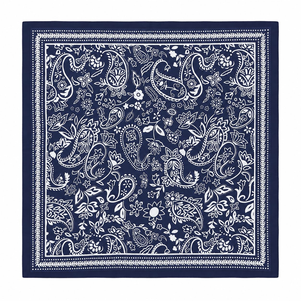 ESTA Satin silk-feel Head Scarf for Women Stylish Bandanas for Women Head Neck Stole Wrap Navy Paisley Print Square Bandana Gift (27.5x27.5inch)