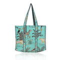Women Beautiful Premium Cotton Printed Reversible Tote Bag Grocery Shopping Bag Travel Bags 18x15x5.5 Inch (Sage Green)
