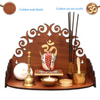 Heartily® Floral 2 Beautiful Wooden Pooja Stand for Home, Mandir for Home, Temple for Home and Office, Puja Mandir for Office Wall Product (Height- 8.5, Length- 12, Width-8.85 Inch)