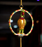 KridayKraft Metal Hanging Parrot Statue Showpiece Figurines (Medium size, Golden)