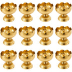 Brass Diya Pure Brass Traditional Oil Puja Lamp for Temple, Mandir, Festival Decoration, Home Decor & Diwali Gift (Flower Bloom, Set of 12)