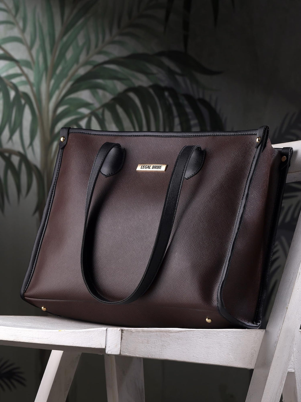 LEGAL BRIBE Women's Textured Tote Bag (Brown)