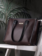 LEGAL BRIBE Women's Textured Tote Bag (Brown)