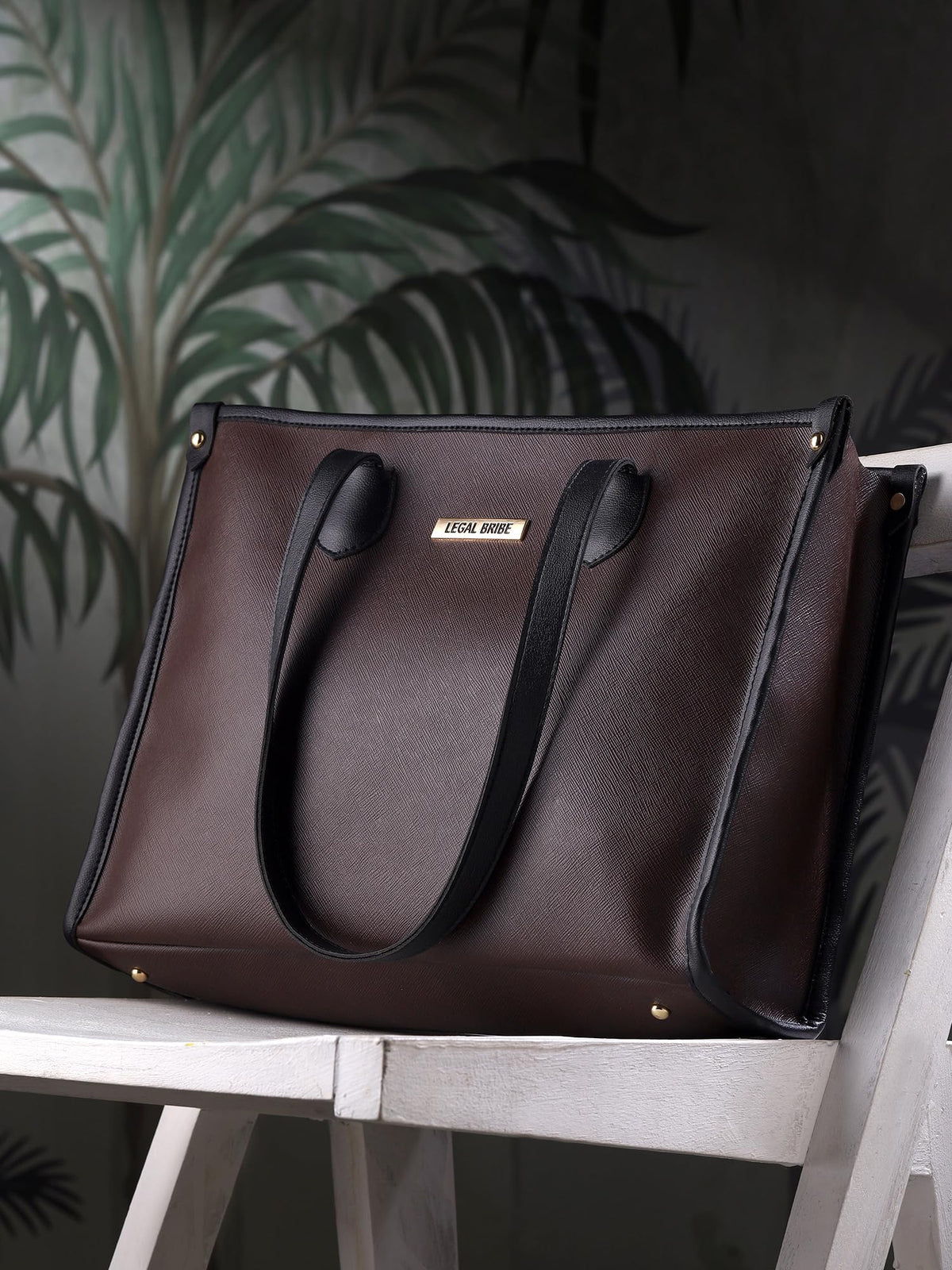 LEGAL BRIBE Women's Textured Tote Bag (Brown)
