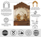 Crosscut Wooden wall Hanging mandir, Temple for Home and Office Pooja (Dual Arch Design)