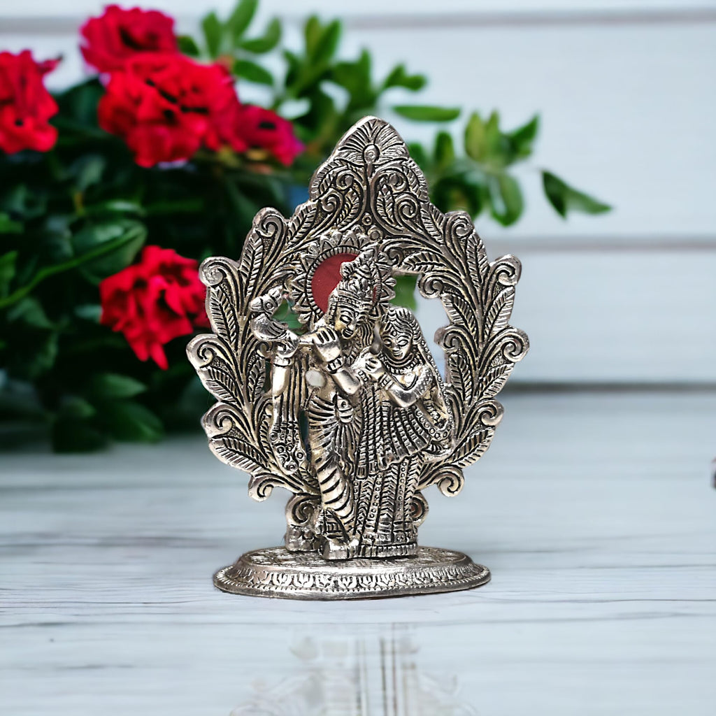 KridayKraft Aluminium Radha Krishna Pair Idol, Radha Krishna Statue, Standard, Pack of 1