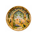 Pavitra Uphaar Royal Peacock Decorative Serving Tray, Solid Wood, Round, Glossy Finish, Handcrafted, Traditional Indian Style