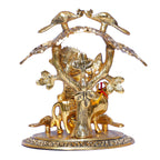 KridayKraft Krishna Playing Flute with Kamdhenu Cow Standing Under Tree Metal Statue for Pooja & Home Office Religious Idol Decorative Showpiece Table Top Figurines Murti for Decoration & Gift Purpose