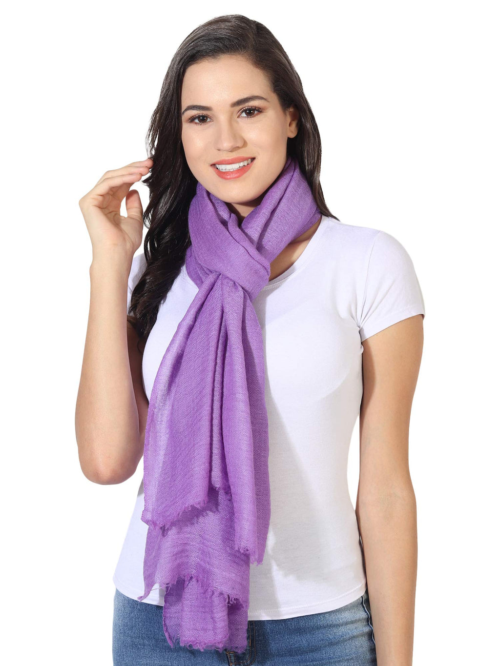 MUFFLY Fine Blended Ultra Soft & Warm Wool Silk Unisex Pashmina Shawl, Stole & Wrap with Hanger (Mouve)