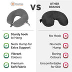 ALN® Premium Velvet Travel Neck Pillow with Eye Mask Combo for Travelling and Sleeping in Airplane Flight, Car, Train, Bus for Men & Women Head Rest Neck Holder Pillow for Pain Relief & Deep Sleep