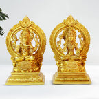ARTVARKO Brass Lakshmi Ganesh Bhagwan Idol Ganpati Murti Metal Statue with Sitting Laxmi Ji on Lotus for Home Office Success Entrance Decor Pooja Good Luck Gift Height 7 Inches.