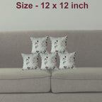 Trance Home Linen Set of 5 Premium Cotton 12x12 inch Cushion Covers for Sofa and Diwan | Throw Pillow/Small Cushion Pillow Covers – (12x12 inch | 30cmx30cm, Misty Green Carnations) – Set of 5